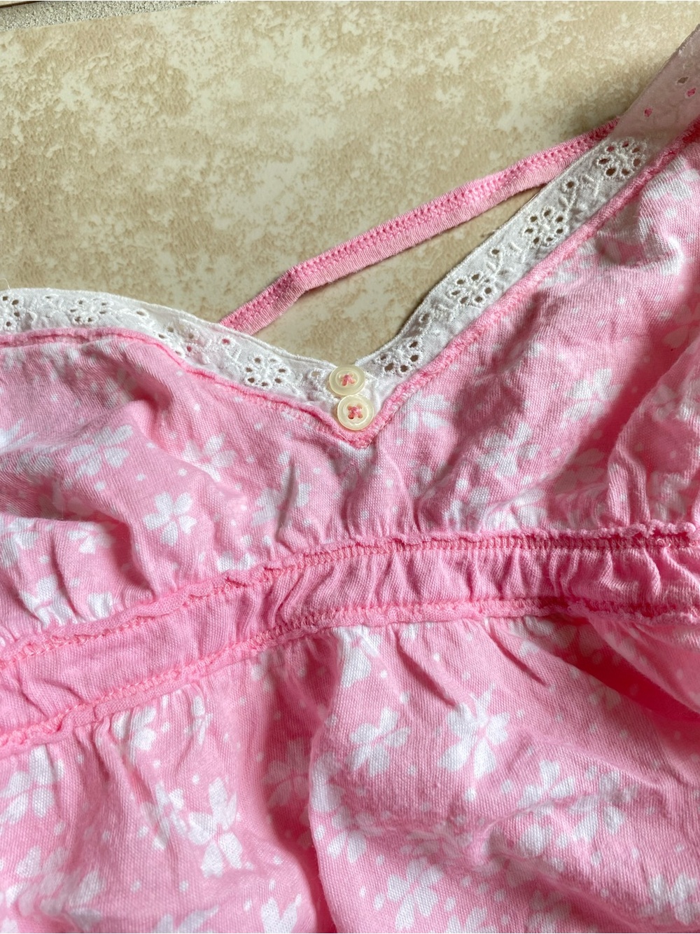 Y2k Hollister pink and white floral babydoll tank top - Picture 7 of 12